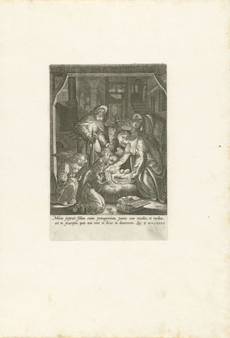 Nativity of Christ, Johann Sadeler (I), 1582 Canvas Print