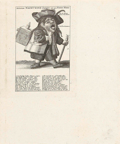 Caricature of dwarf and the wind trade, 1720, anonymous, 1770 - 1780 Canvas Print