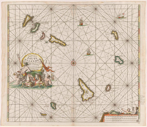 Pass map of the Cape Verde Islands, Jan Luyken, 1680 - 1684 Canvas Print