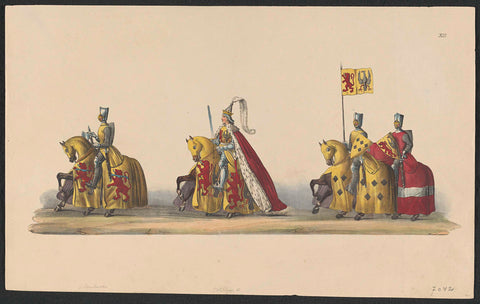 Costumed procession of 1841: Count William II and knights (sheet XII), anonymous, 1841 Canvas Print