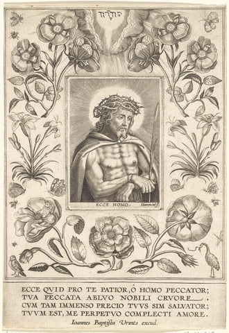 Christus met de doornenkroon, Hieronymus Wierix, 1563 - before 1611 Canvas Print