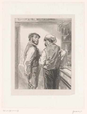 Two men meet in a café, Paul Gavarni, 1858 Canvas Print