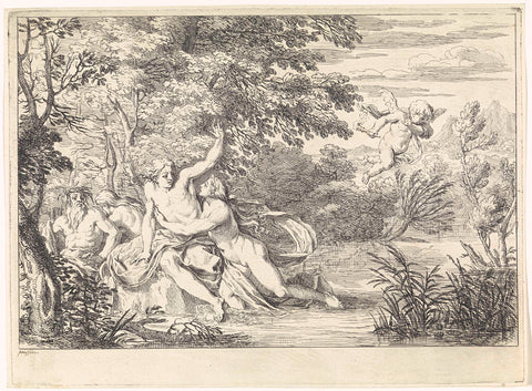 Landscape with Byblis and Caunus, Bernard Picart, 1683 - 1733 Canvas Print