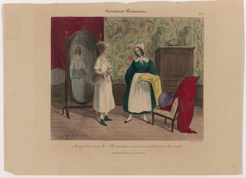 Caricatures Parisiennes, ca. 1838-1840, No. 3: Serais je bien (...), Bernard et Frey, c. 1838 - c. 1840 Canvas Print