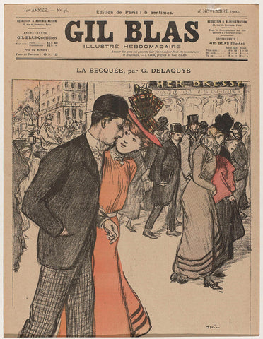 Gil Blas, Illustrated Weekly, November 16, 1900, 10th year, No. 46: La Becquée, by G. Delaquys, Théophile Alexandre Steinlen, 1900 Canvas Print