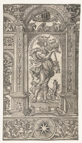 Mercury with constellations Virgo and Gemini in an architectural frame, Hans Burgkmair (I), 1483 - 1581 Canvas Print