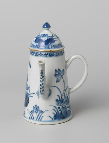 Conical coffee pot with flowering lotus, anonymous, c. 1725 - c. 1749 Canvas Print