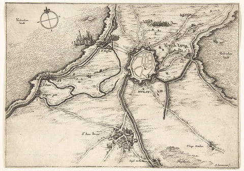 Map of the siege of Holly by Frederik Hendrik, 1645, Abraham Dircksz. Santvoort, 1645 Canvas Print