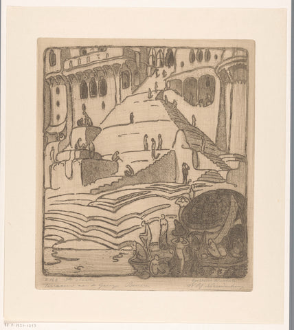 Terraces on the Ganges, Benares, Wijnand Otto Jan Nieuwenkamp, 1915 Canvas Print