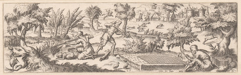 Hunt for different birds, Etienne Delaune, 1528 - 1583 Canvas Print