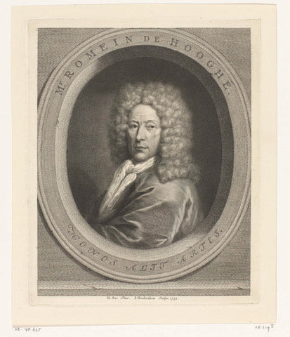 Portrait of Romeyn de Hooghe, Jacob Houbraken, 1733 Canvas Print