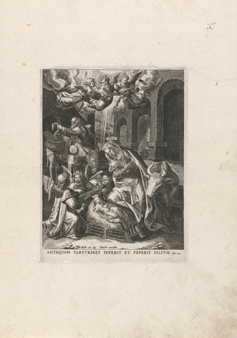 Birth of Christ, Johann Sadeler (I), 1587 - 1589 Canvas Print