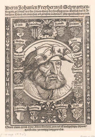 Portrait of Johann von Schwarzenberg, Monogrammist BI (16th century), Hans Weiditz (II), 1531 Canvas Print