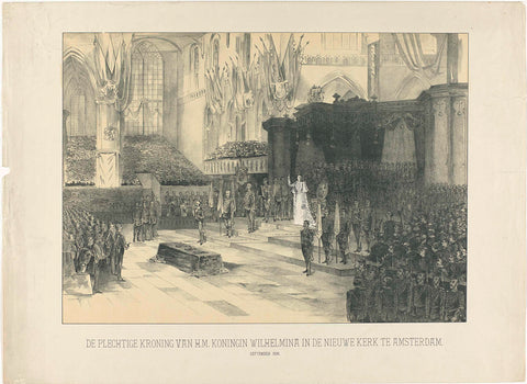 Inauguration of Wilhelmina, Queen of the Netherlands, in the Nieuwe Kerk in Amsterdam on 6 September 1898, anonymous, 1898 Canvas Print