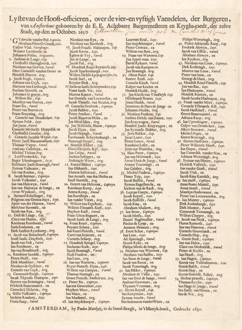 List of the 54 chief officers of the militia, Paulus Matthijsz, 1650 Canvas Print