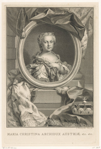 Portrait of Maria Christine, Archduchess of Austria, Jacob Houbraken, 1752 Canvas Print