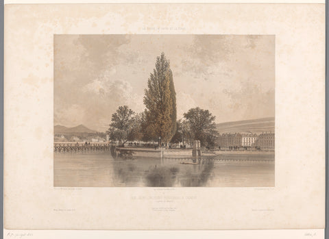 View of the Île Rousseau on the Rhône in Geneva, Eugène Cicéri, 1859 Canvas Print