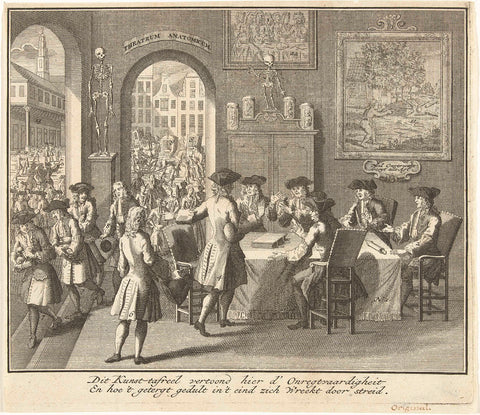 Allegory on the deposition of the eight overlors of the Surgeons' Guild in Amsterdam, 1732, anonymous, 1732 Canvas Print