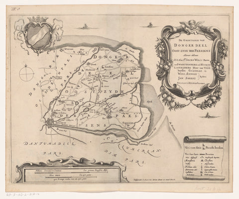 Map of the grietenij Oostdongeradeel, Jacob van Meurs (possibly), 1664 Canvas Print