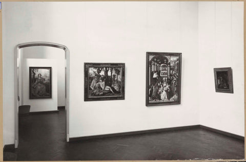 Corner of room with paintings, on the left a painting is visible in another room, 1959 Canvas Print