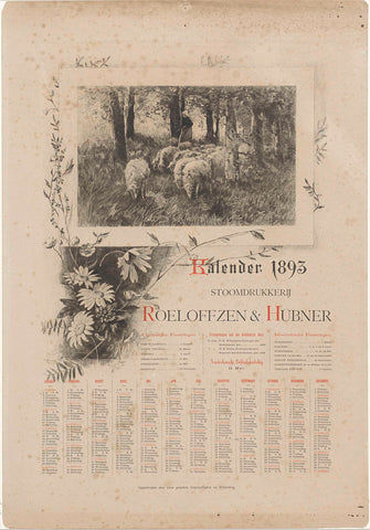 Shepherdess with sheep framed by flowers, Willem Steelink (II), 1892 Canvas Print