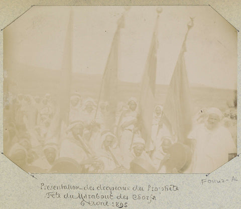 Presentation of the flags of the prophet during the 'Fête du Marabout' near Chorfa (Algeria), Marotte (photographer), 1895 Canvas Print