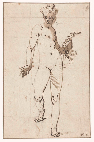 Standing Female nude, Hendrick Goltzius, 1586 - 1590 Canvas Print