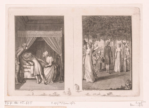 Two performances from Herrmann Lange by August Lafontaine, Daniel Nikolaus Chodowiecki, 1799 Canvas Print