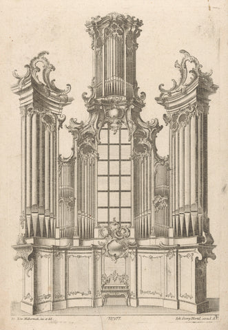 Church organ with three towers, anonymous, 1740 - 1745 Canvas Print