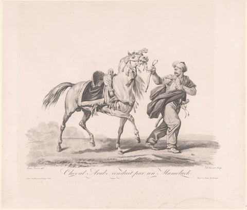 Horse at the reins led by Oriental man, Philibert-Louis Debucourt, 1765 - 1832 Canvas Print