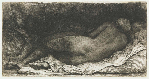 Reclining female nude, Rembrandt van Rijn, 1658 Canvas Print