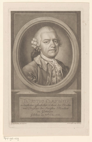 Portrait of Justus Claproth, Johann Elias Haid, 1779 Canvas Print