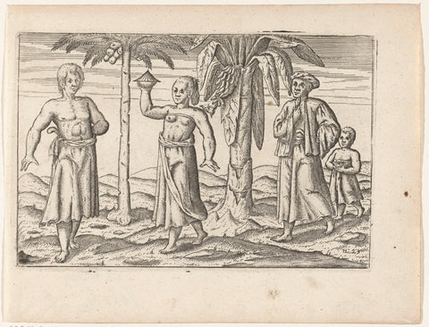 Javanese and a merchant at Bantam, 1596, anonymous, 1646 Canvas Print