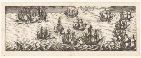 Combat with Spanish ships, at day, 1615, anonymous, 1646 Canvas Print