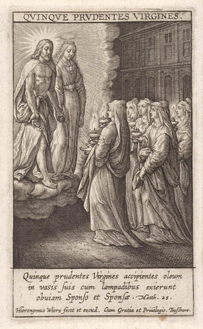 The Five Wise Virgins, Hieronymus Wierix, 1563 - before 1619 Canvas Print