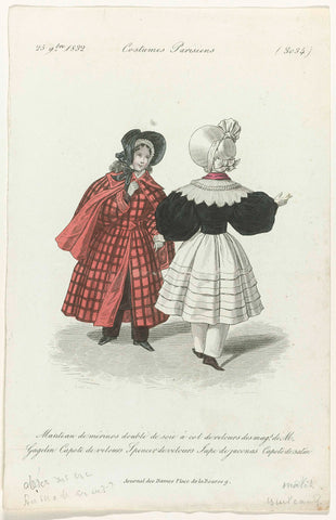 Journal des Dames et des Modes, Costumes Parisiens, 25 September 1832, (3034) : Manteau de mérinos (...), anonymous, 1832 Canvas Print