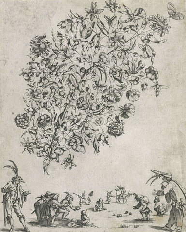 Bouquet of tendrils with flowers and leaves, Balthazar Moncornet, after 1635 - before 1647 Canvas Print