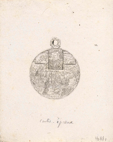 Imprint of the front of an engraved medal with the portrait and death of Jacob van Heemskerck, Dirck Strijcker, 1611 Canvas Print