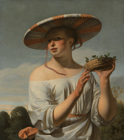 Girl in a Large Hat, Caesar Boëtius van Everdingen, c. 1645 - c. 1650 Canvas Print