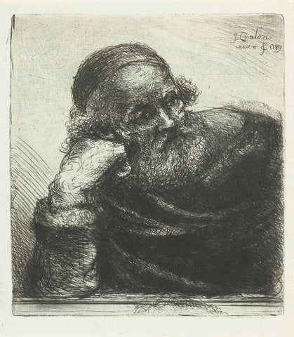 Old man, leaning on his right arm, Jan Chalon, 1789 Canvas Print