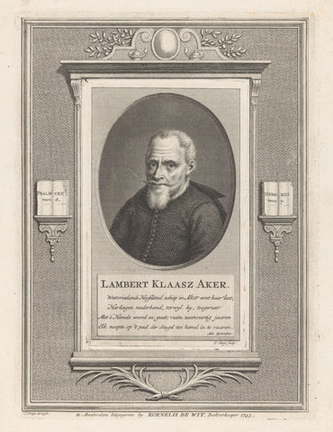 Portrait of Lambert Klaasz. Aker, Pieter Tanjé, 1743 Canvas Print