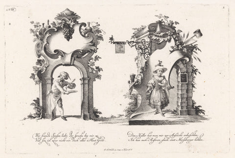 Gates with a Cook and a Woman, Johann Esaias Nilson, c. 1731 - 1788 Canvas Print