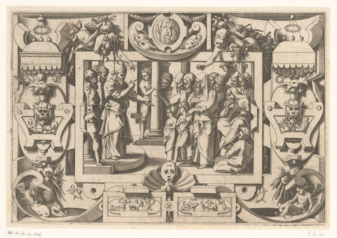 Phrixus and Helle, accused of Ion's crime, appear before the oracle, René Boyvin, 1563 Canvas Print