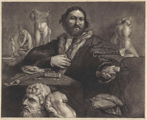 Portrait of the collector Andrea Odoni, Cornelis Visscher (II), 1638 - 1658 Canvas Print