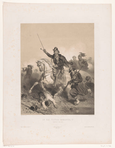 King Victor Emanuel II of Italy at the Battle of Palestro, Adolphe Jean Baptiste Bayot, 1859 Canvas Print