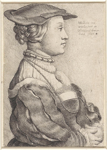 Portrait of a woman with bonnet, and profile, Wenceslaus Hollar, 1646 Canvas Print