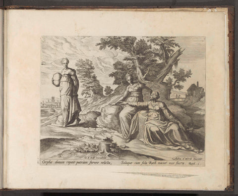 Orpa leaves Ruth and Naomi, Philips Galle, 1579 Canvas Print