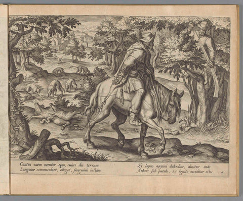 Wolf Hunt with Bait, Monogram Mister FLB, 1580 - 1618 Canvas Print