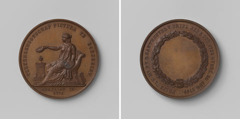 Drawing society Pictura in Dordrecht, medal awarded as second prize, in honor of P. van den Santheuvel-van Driel, David van der Kellen (1804-1879), 1861 - 1862 Canvas Print