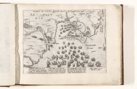 Siege of Cadiz by the English and the Dutch, 1596, Frans Hogenberg (workshop or), 1596 - 1612 Canvas Print